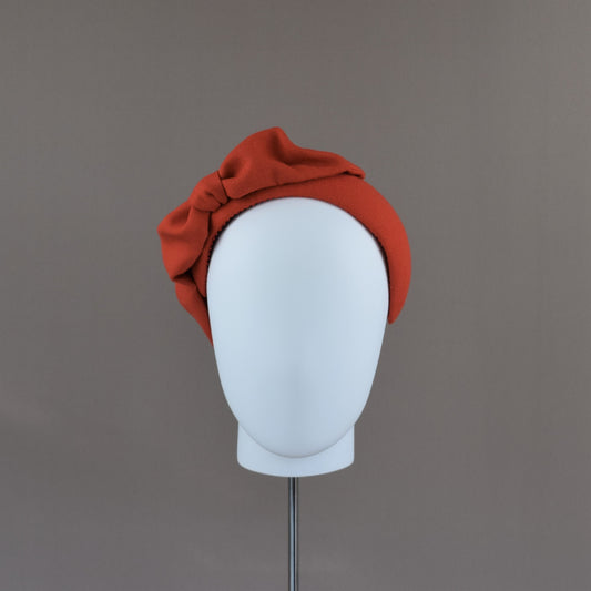 Orange Crepe Fabric Covered Wedding Guest Headband with Bow