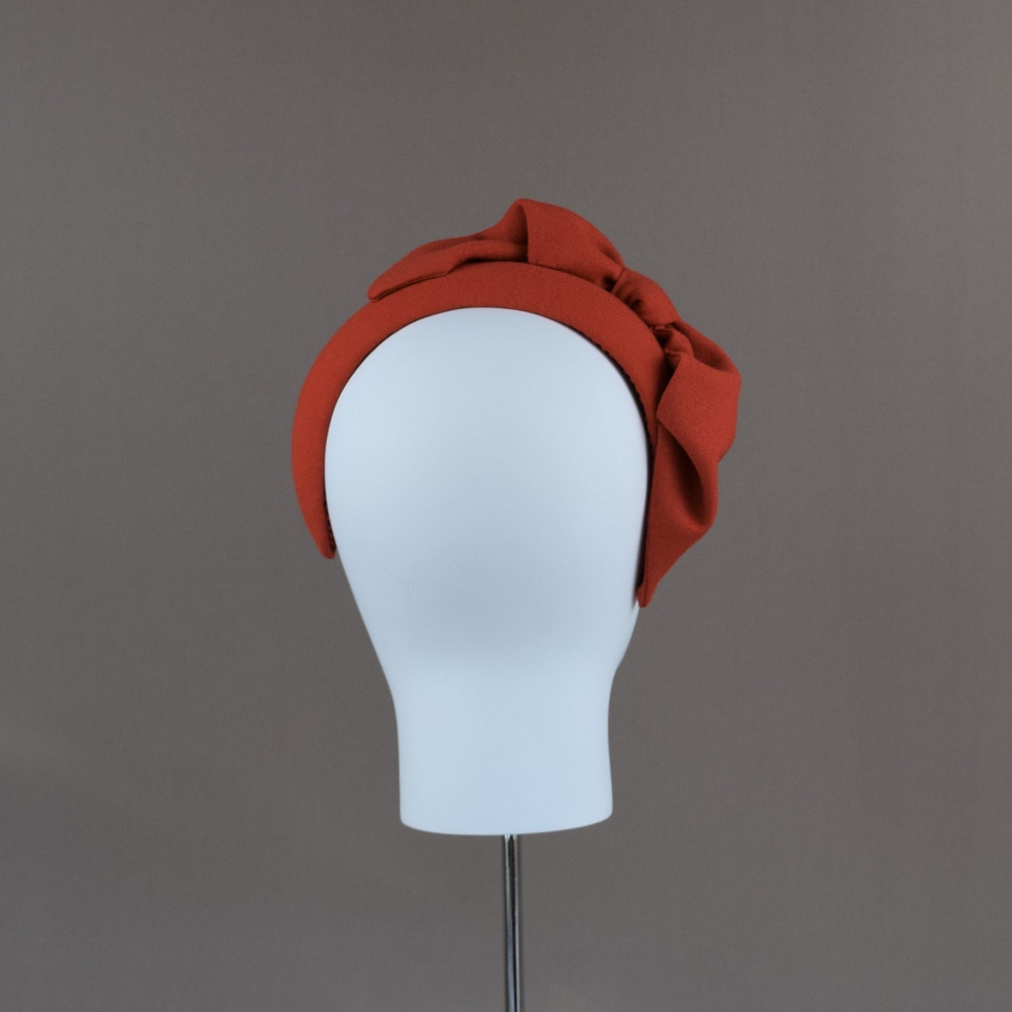 Orange Crepe Fabric Covered Wedding Guest Headband with Bow