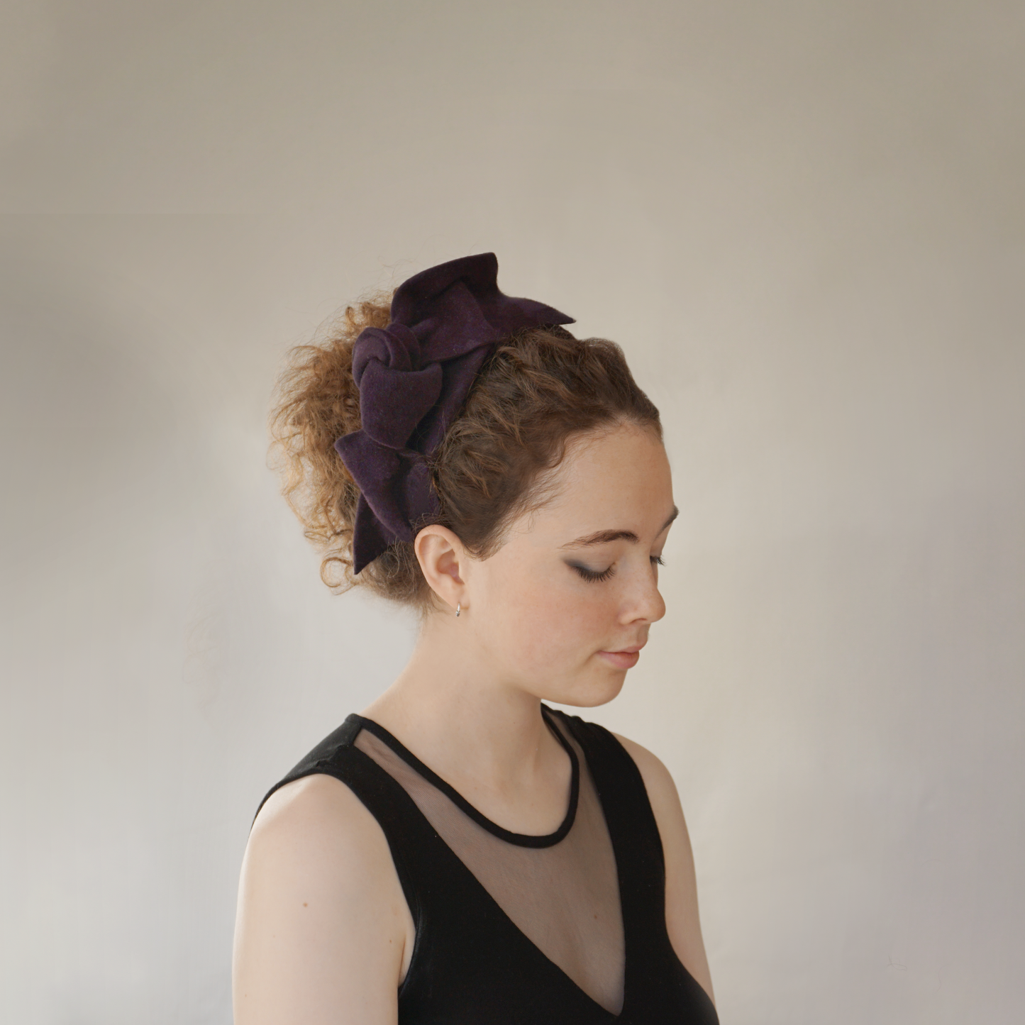 Aubergine Peachbloom Wool Felt Bow Wedding Guest Headband