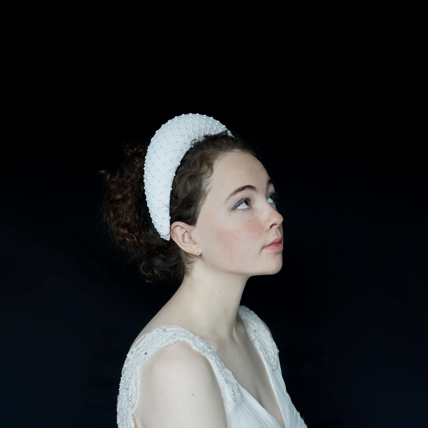 Milk White Crepe Diamonte Bridal Headband