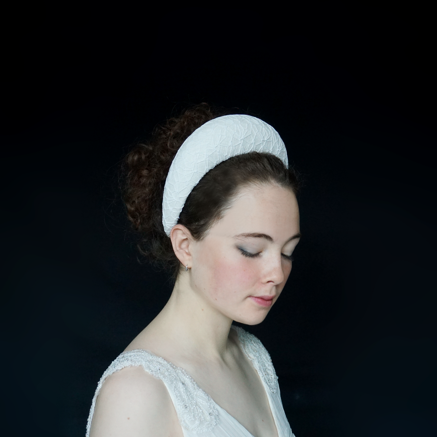 Off White Irish Linen and Lace Bridal Headband