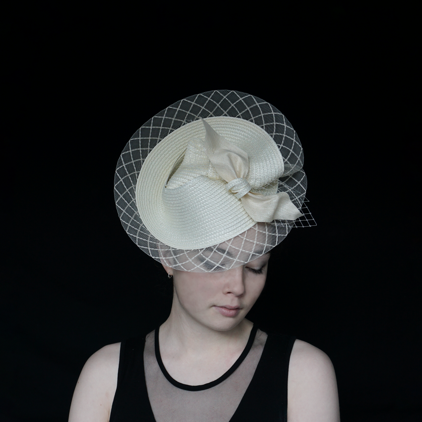 Clotted Cream Straw Sculptural Headpiece.